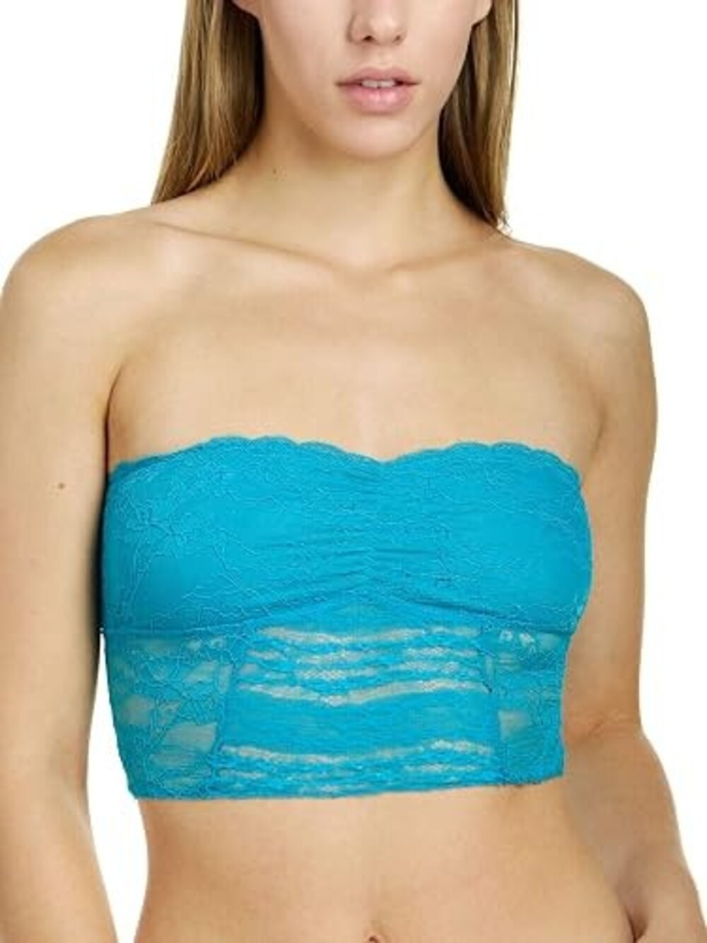 Intimately Free People Bandeau Bralette Top XS Blue Lace Bra Vivid Aqua NWT